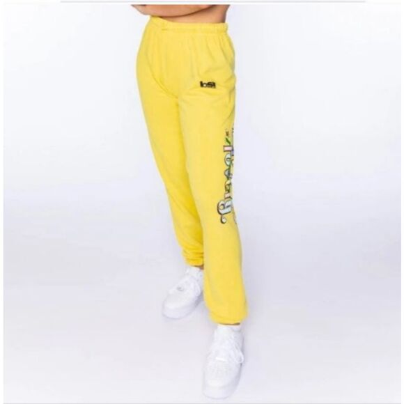 New  Yellow Jogger Sweat Pant by Samii Ryan Flower & Bee Graphic Size Small - Picture 3 of 10